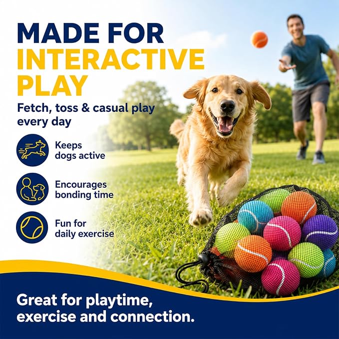 INSUM Tennis Balls for Dogs, 2.5'' 20 Pack Bulk Fetch Dog Balls | Durable Non-toxic Safe for Dogs, Great for Fetch, Backyard Play, Multi-dog Families