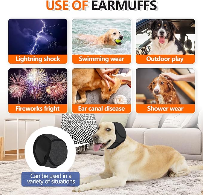 Waterproof Dog Bath Ear Covers & Calming Dog Snood – Aimosheng Reusable, Adjustable Anxiety Relief for Swimming, Grooming, Thunder & Fireworks Gray L