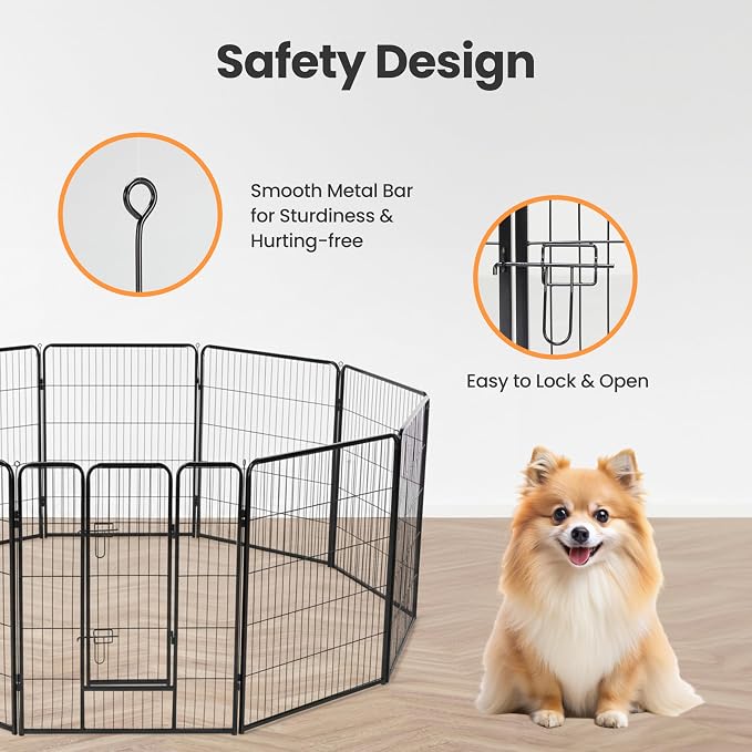 Simple Deluxe Dog Playpen, 32in 8 Panels, Black