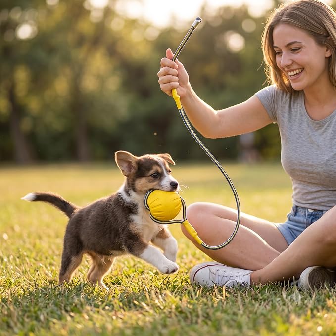 Dog Ball on Rope, Floating EVA Fetch Toy, Medium
