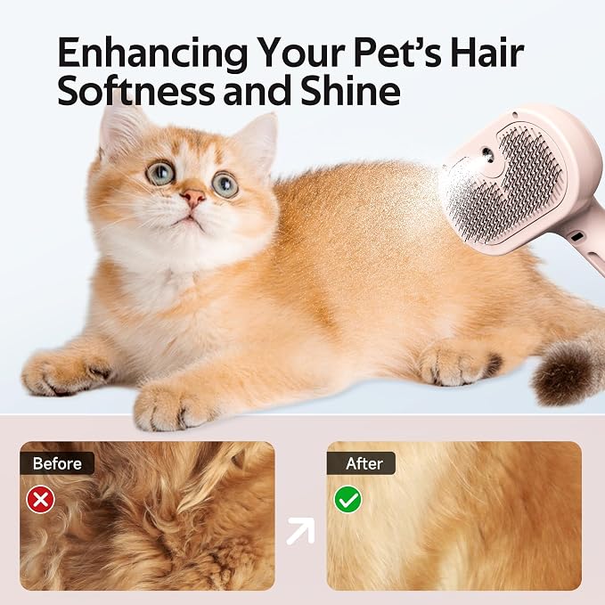 Pet Grooming Brush with Electronic Mist Spray, Red