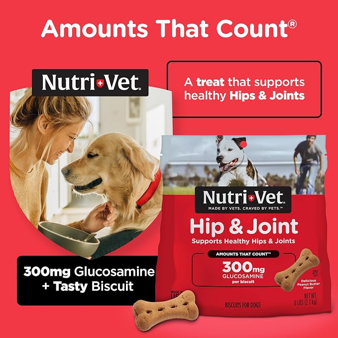 Nutri-Vet Hip & Joint Dog Biscuits, Dog Treats, 300mg Glucosamine, 6 lb Bag