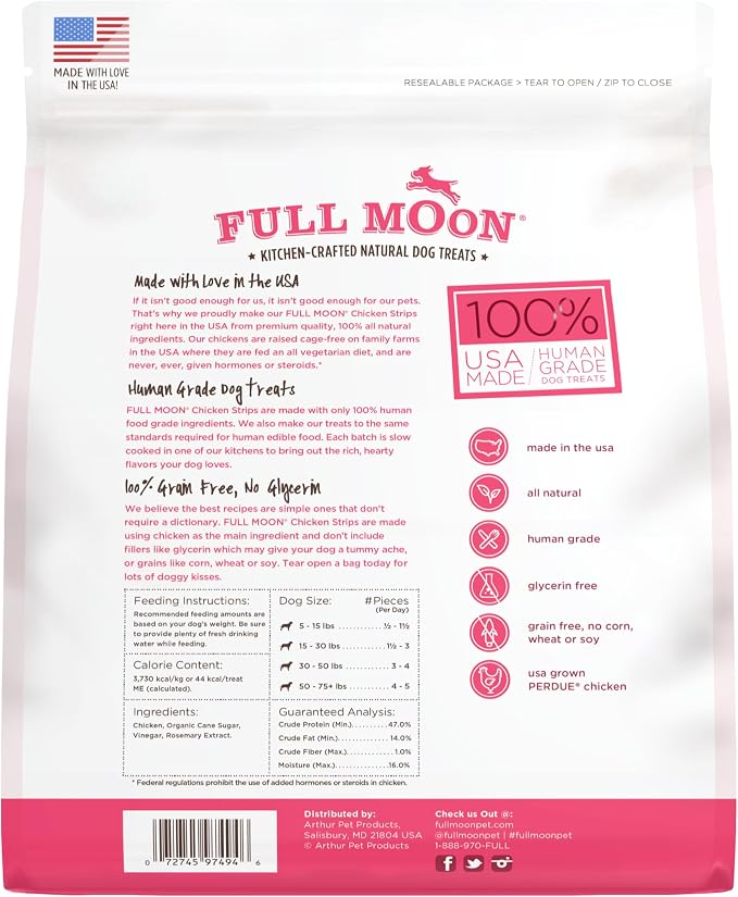 Full Moon Chicken Strips Dog Treats - Grain-Free, 1.5lb