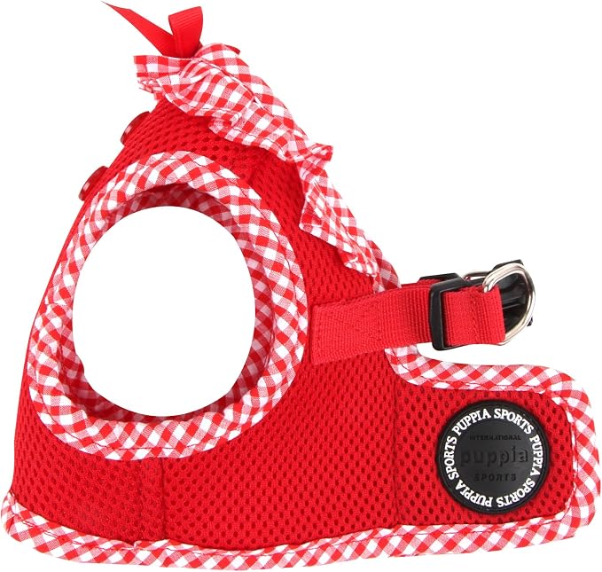 Puppia Vivien Vest Dog Harness Step-in All Season Mesh Cute No Pull No Choke Walking Training for Small Dog, Red, Medium