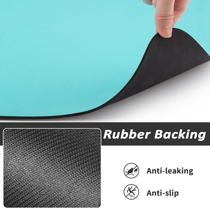 HotLive Dog Food Mat - Absorbent Cat Mat for Food and Water, No Stains Pet Feeding Bowl Mat, Easy to Clean Pet Placemats, Quick Dry Dog Water Dispenser Mat for Messy Drinkers | Paw Teal 12"x 19"