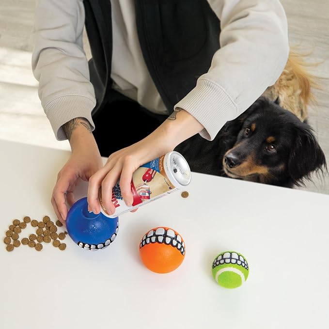KONG Grinz by Rogz Variety Packs - Durable Bouncy Balls with Grinz Teeth - Smiley Face Dog Toy (Medium (6 Pack))