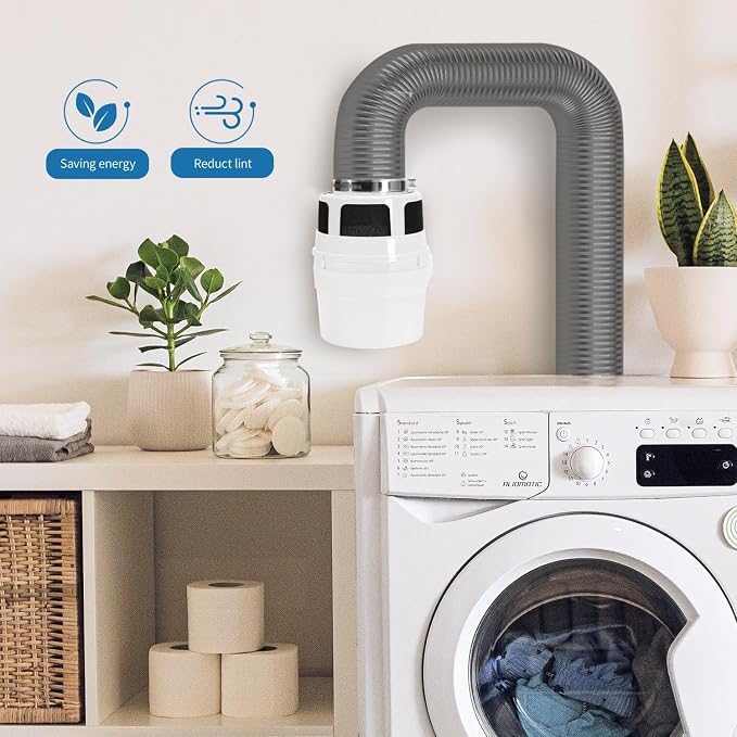 【Upgraded】 NOORNY 3 in 1 Indoor Dryer Vent Kit Lint Trap Bucket Dryer Vent for Apartment - with Double Layer 4-Inch by 5-Feet Gray Proflex Duct, for Electric Clothes Dryers