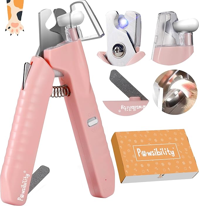 Pawsibility Reinvented Pet Nail Clippers with LED Light - Pink