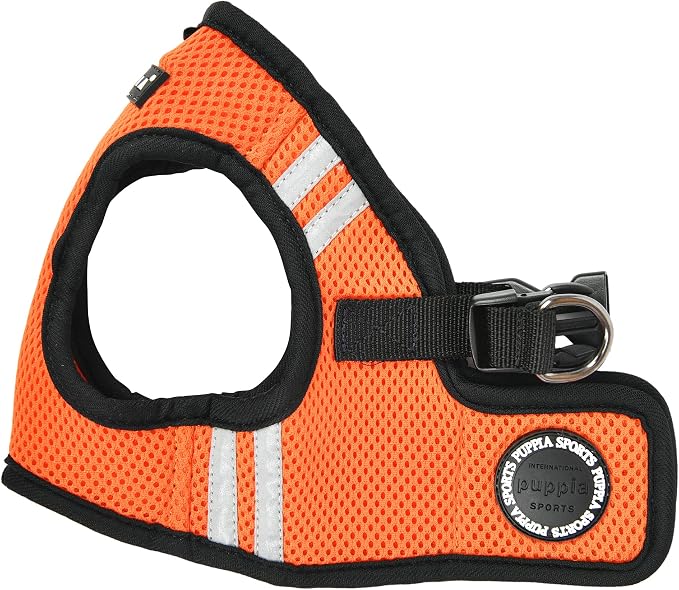 Puppia Soft Vest Dog Harness No Choke Step-in Reflective Triple Layered Breathable Mesh for Small and Medium Dog, Orange, Large