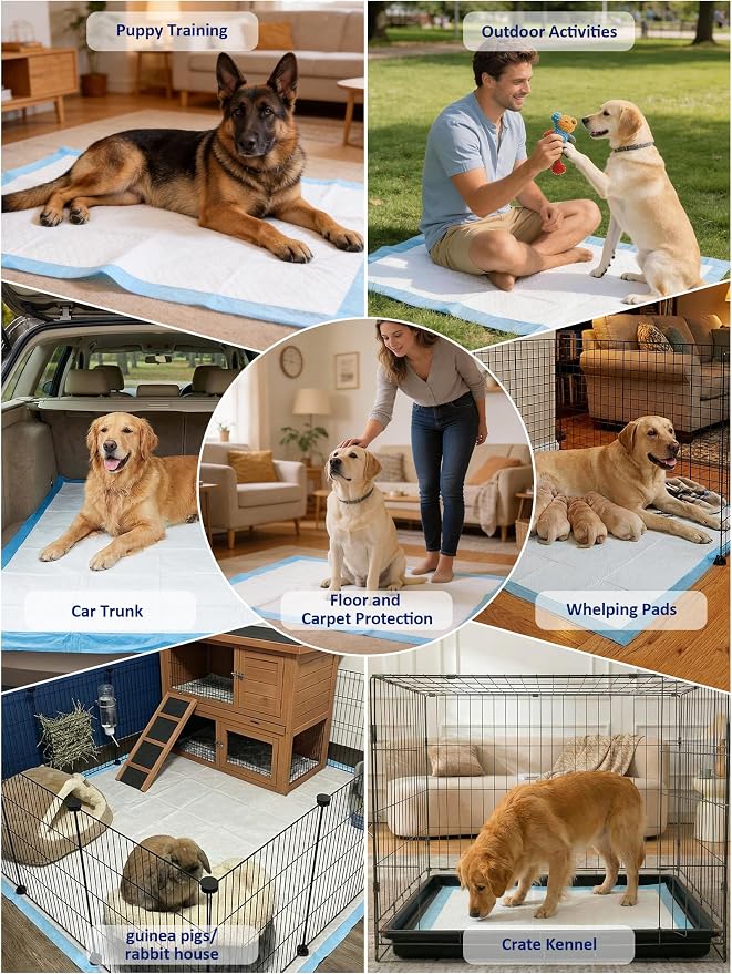 Ownpets Dog Training XL Extra Large Pad 35’’ x 32’’, Leak-Proof 6-Layer Pet Potty Training Pads Pee Pads with Quick-Dry Surface for Pets, Puppies, Adult, Sick & Aging Dogs, 40 Counts