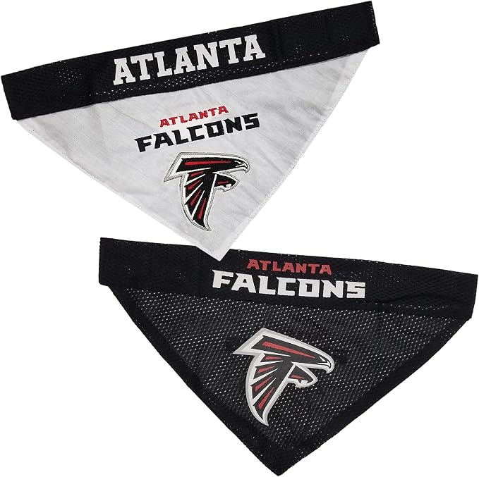 Pets First NFL DOG BANDANA - ATLANTA FALCONS REVERSIBLE PET BANDANA. 2 Sided Sports Bandana with a PREMIUM Embroidery TEAM LOGO, Small/Medium. - 2 Sizes & 32 NFL Teams available