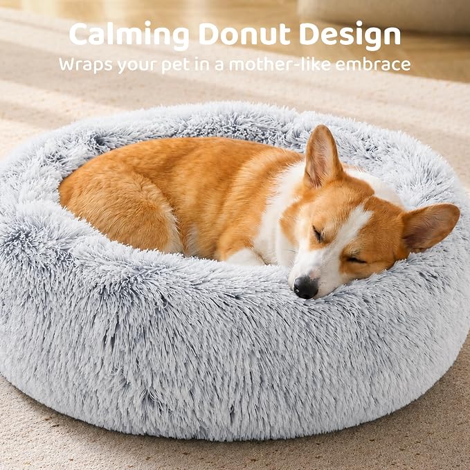 JOLLYVOGUE 20" Calming Donut Dog & Cat Bed