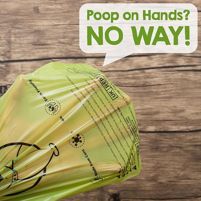 Dog Poop Bags Rolls, 360 Pet Waste Bags, 100% Leak Proof Extra Thick and Strong Corn Starch Blend