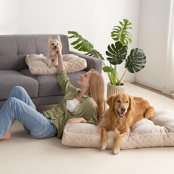 EHEYCIGA XXL Dog Bed 47x29 Inch, Extra Large Pet Beds for Dogs, Beige