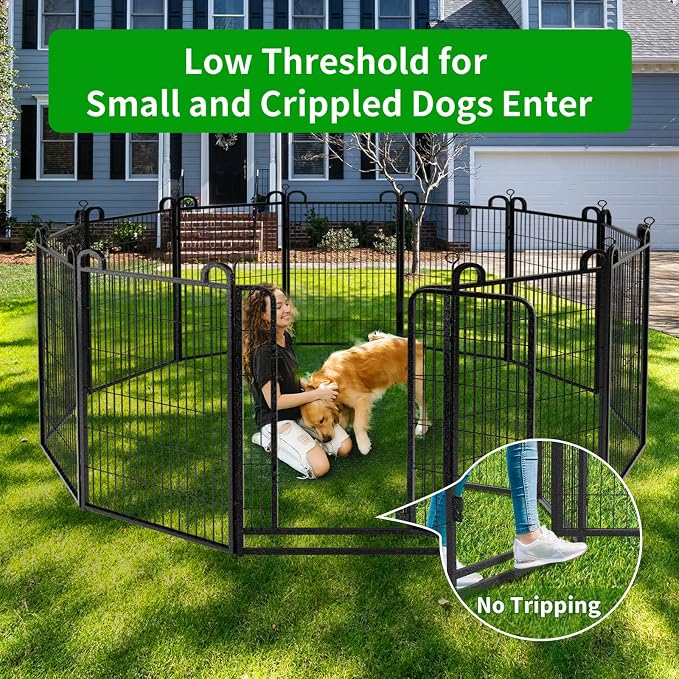 Kfvigoho Anti-Rust Dog Playpen, 47in 12 Panels, Snowy Black
