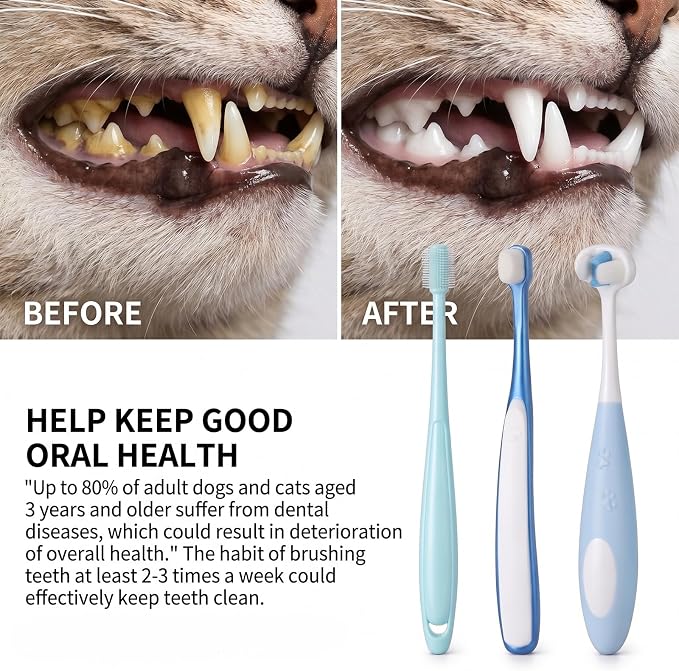3 PCS Ultra Soft Nano Dog Toothbrush Kit for Small Breed Silicone 360 Pet Tooth Brushes Puppy Tooth Brushing Kit for Puppy Cat Gentle Deep Dental Teeth Cleaning Set
