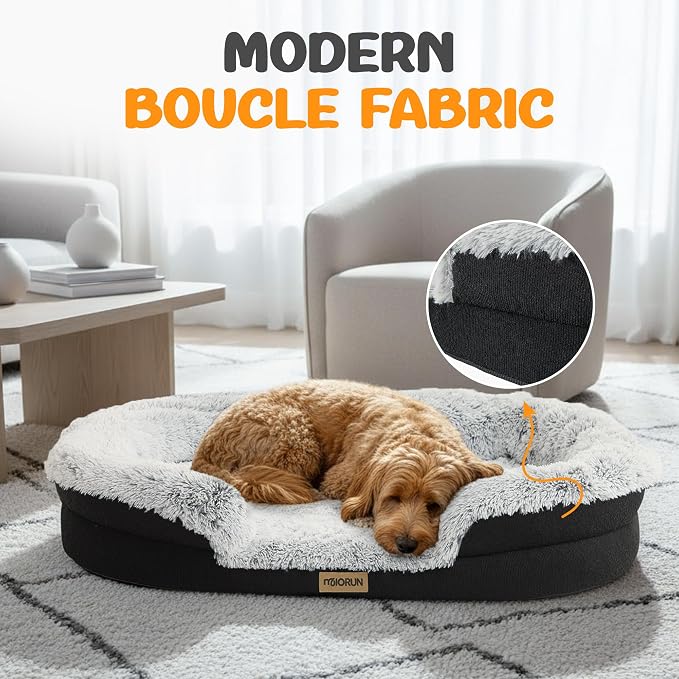 Fluffy Orthopedic Calming Plush Sofa Bed for Dogs &amp; Cats - Small &amp; Medium, 35in, Gray