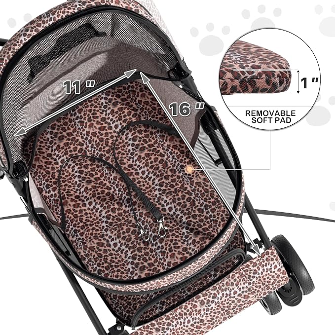 MoNiBloom Pet Stroller - Leopard Print