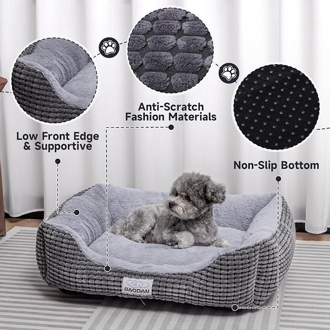 Calming Dog & Cat Bed, Large, 25", Grey