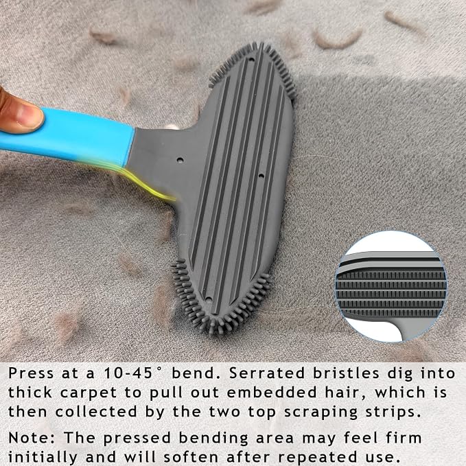 Pet Hair Removal Tool and Pet Hair Remover with 3 in 1 Silicone, Cat Dog Hair and lint Fur Remover for Carpet Couch Cat Tree Bed Furniture and Car Interior, Reusable and Portable,1 Pack