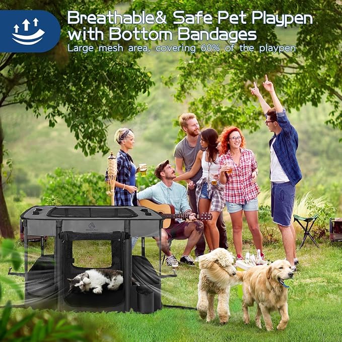 Dog & Pet Playpen, Foldable, Water-Resistant Shade Cover, Medium