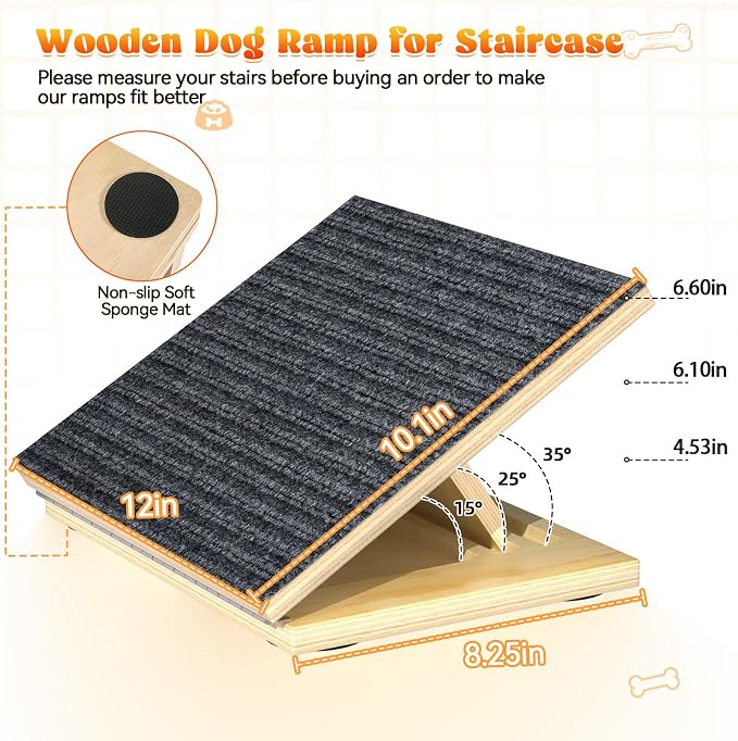 TNELTUEB 4 Pack Upgraded Dog Ramps for Stairs, Adjustable Stair ramp for Dogs,Portable Dog Stairs with Mat for Small Dogs and Cats, Non-Slip Pet Steps for Elderly or Injured Pets