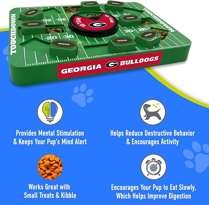 Pets First NCAA Georgia Large Puzzle Toy, Dog Puzzle Treat Toy, New Large Size, Interactive Dog Treat Toy, Dog Slow Feeding Toy