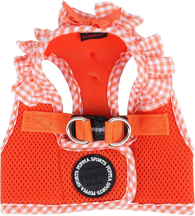 Puppia Vivien Vest Dog Harness Step-in All Season Mesh Cute No Pull No Choke Walking Training for Small Dog, Orange, X-Small