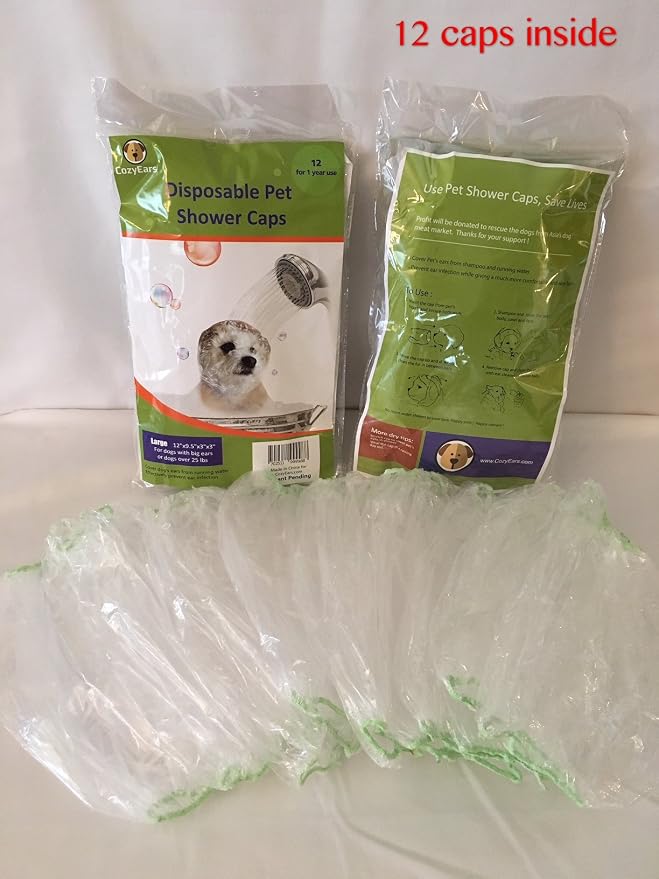 Disposable Pet Shower Caps, Shower, Raining, Swimming, Dogs, 1 Pack each(Large & Small)