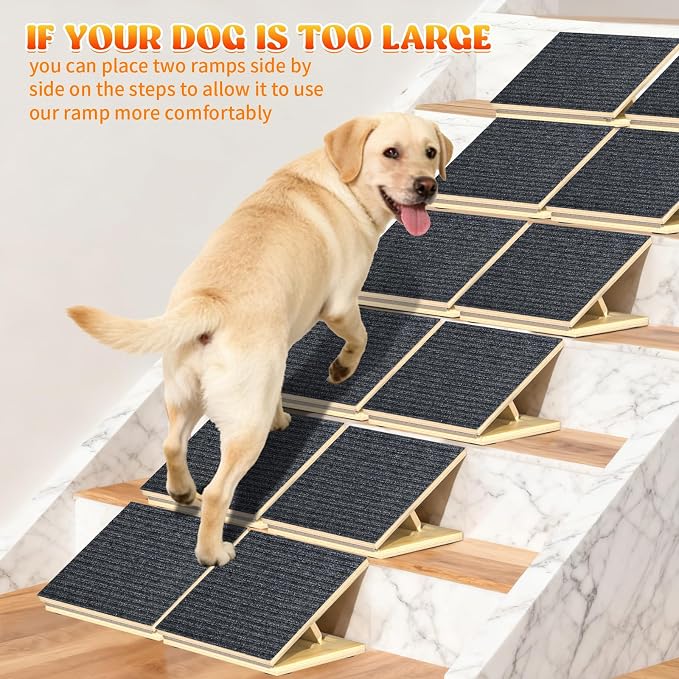 TNELTUEB 2 Pack Upgraded Dog Ramps for Stairs, Adjustable Stair ramp for Dogs,Portable Dog Stairs with Mat for Small Dogs and Cats, Non-Slip Pet Steps for Elderly or Injured Pets