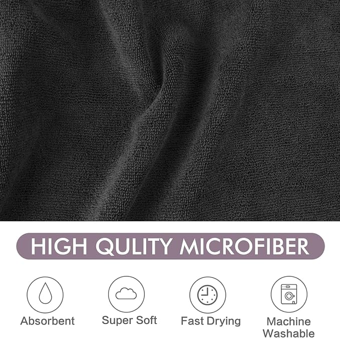 KinHwa Dog Towels Super Absorbent Microfiber Dog Drying Towel for Drying Dogs Soft Pet Bath Towels and Cats with Embroidered Paw Black and Grey 30inch x 50inch