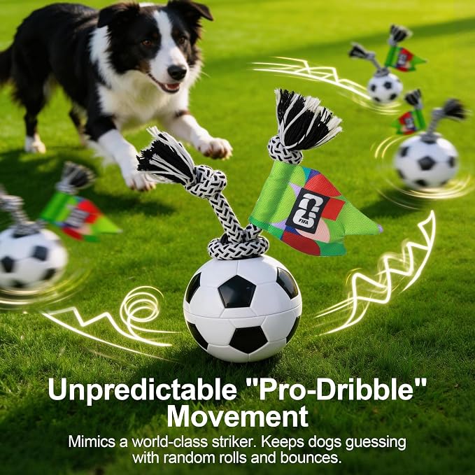 Official FIFA World Cup 2026 Edition - Interactive Dog Toys, Smart Dog Ball with Durable Rope, Automatic Moving and Rolling Ball Toys for Small Medium Large Dogs, Motion-Activated and USB Rechargeable