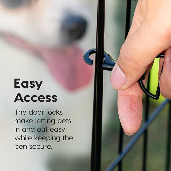 IRIS USA 24" 8-Panel Metal Pet Dog Puppy Playpen, Indoor/Outdoor Dog Fence, 58 x 58 x 24, Foldable, Customizable, Black