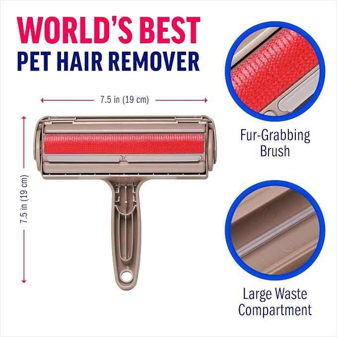 ChomChom Roller Pet Hair Remover – Original Size Reusable Lint Roller for Cat & Dog Hair on Furniture, Couch, Carpet, Car, Rugs & Bedding – Portable, Eco-Friendly (Dog)