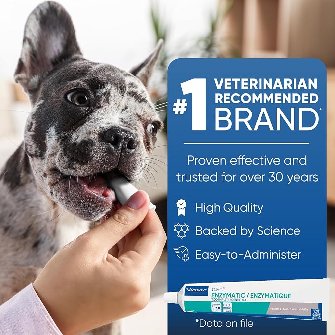 C.E.T. Enzymatic Toothpaste for Dogs and Cats, Malt, 2.5oz | Plaque and tartar control for fresh breath, pet dental care toothpaste, Dual enzyme system, malt flavored toothpaste