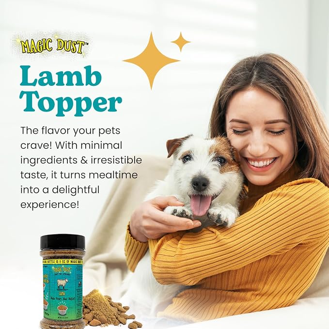 Magic Dust Lamb Jerky Topper, Single Protein Pet Food Topper for Dogs & Cats, Enhance Flavor & Elevate Mealtime Excitement for Picky Eaters, Made in USA - 8 Ounce Bottle