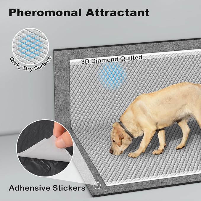 MIZOK Pee Pads for Dogs 36x36in 100 Count, Charcoal Dog Pads Super Absorbent Odor Eliminating Leak-Proof, XXL Dog Pee Pads with Activated Carbon for Large Breeds, Disposable