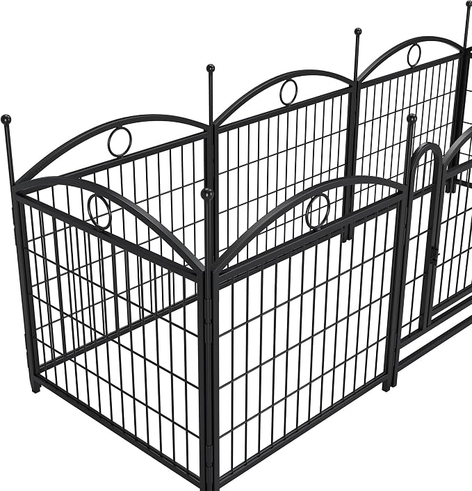 Dog Playpen Indoor Outdoor 24 Inch, 8 Panels Metal Puppy Exercise Pen with Door, Heavy Duty Foldable Dog Fence for Small Medium Dogs, Cats, Rabbits & Pets