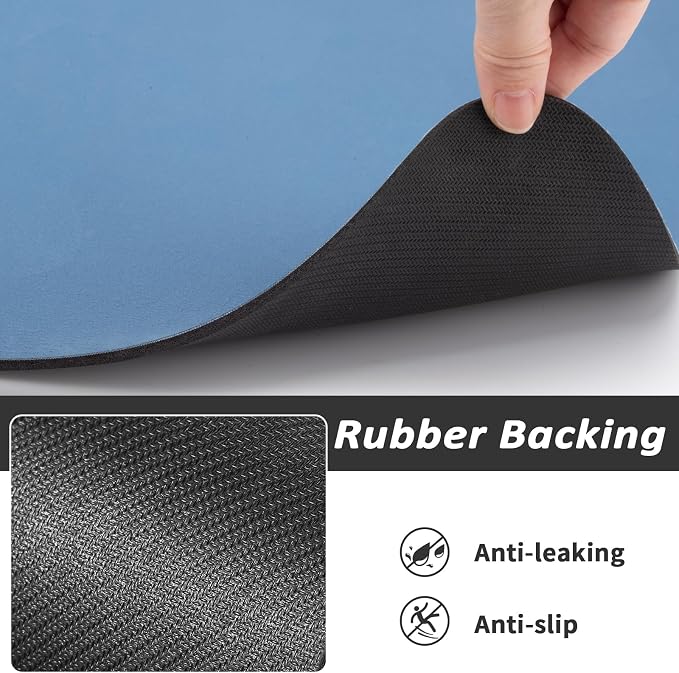 HotLive Dog Food Mat - Absorbent Cat Mat for Food and Water, No Stains Pet Feeding Bowl Mat, Easy to Clean Pet Placemats, Quick Dry Dog Water Dispenser Mat for Messy Drinkers | Paw Blue 24"x36"