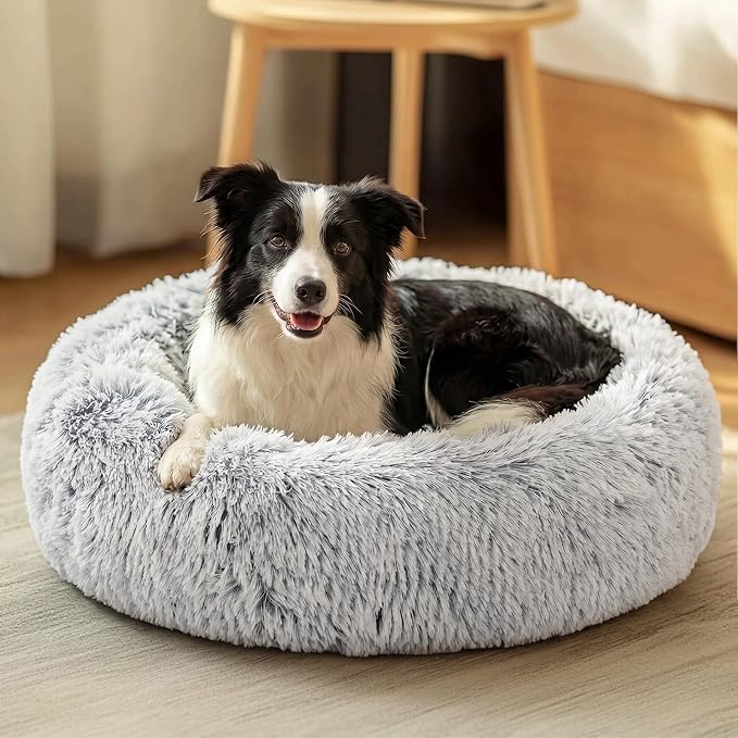 JOLLYVOGUE 31" Calming Donut Dog Bed