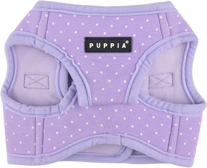 Puppia Dotty Dog Vest Harness B (Step-in) Fashionable Polka Dot Pattern Spring Summer Harness for Small Dogs, Violet, Medium