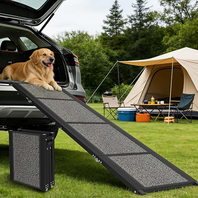 Dog Ramp for Car 63" x 20", Folding Pet Ramp for Large Dogs with Non-Slip Rug Surface, Portable Dog Car Ramp for SUV Car & Truck