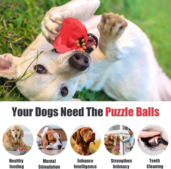 Rubber Treat Dispensing Dog Toys for Aggressive Chewers Large Breed | Dog Treat Ball for Dogs, Balls for Dogs, Interactive Dogs Toys for Boredom to Keep Them Busy, Treat Toy Ball