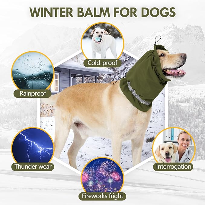 Dog Ear Cover Adjustable Ear Protection Quiet Ears for Dogs Neck Wrap Green M