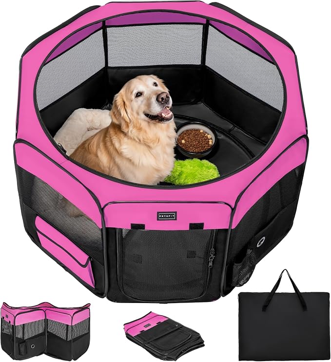 PETSFIT Dog Playpen, 45.5in, Jump-Proof 28.5in H