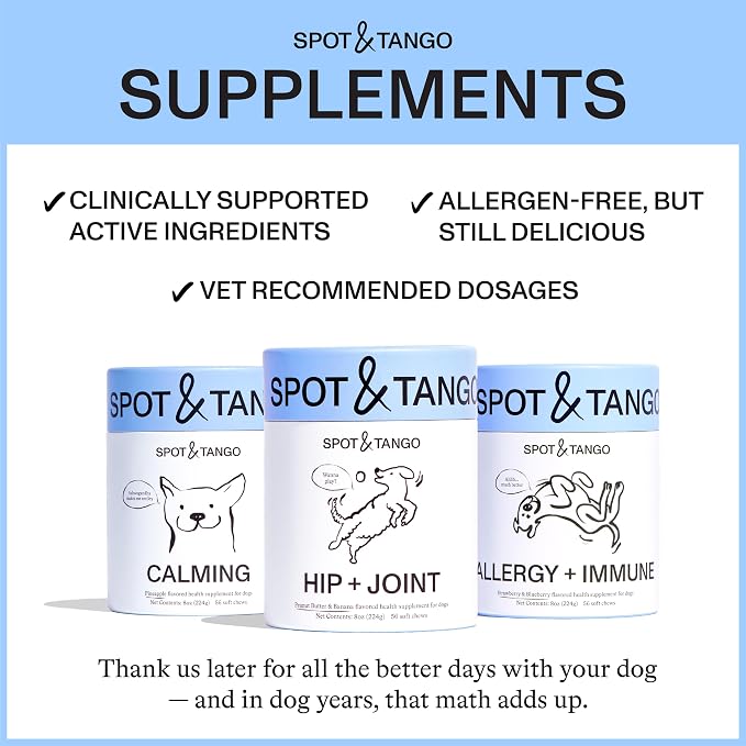 Spot & Tango Calming Supplements for Dogs, L-Theanine, Chamomile, 56-Pack, 56 Count