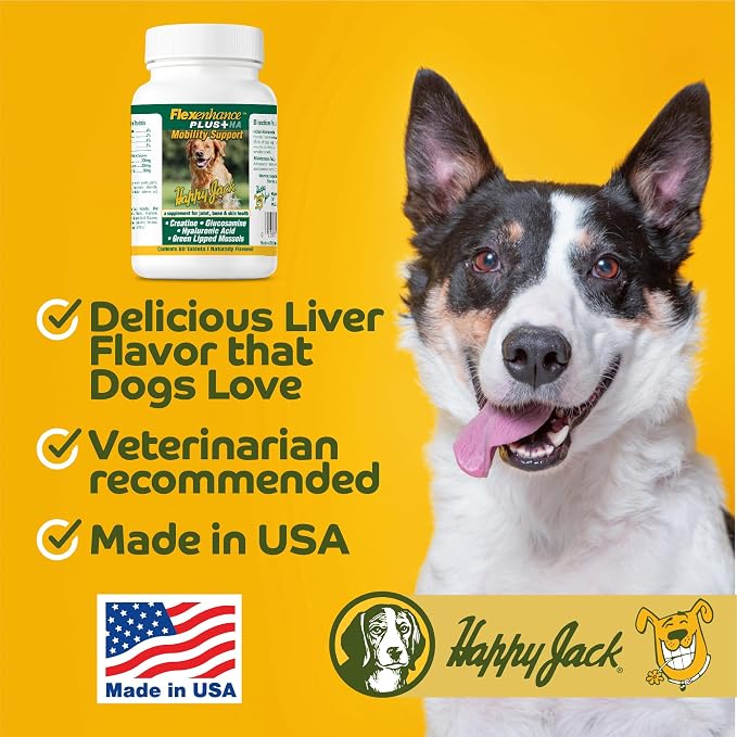 HAPPY JACK Flexenhance Dog Hip & Joint Supplement, 80 Chewable Tabs