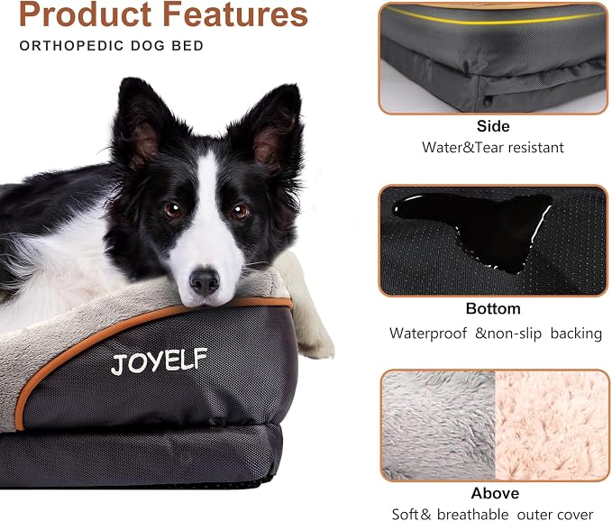 JOYELF XXLarge Memory Foam Dog Bed, Orthopedic Dog Bed & Sofa with Removable Washable Cover for Large Dogs