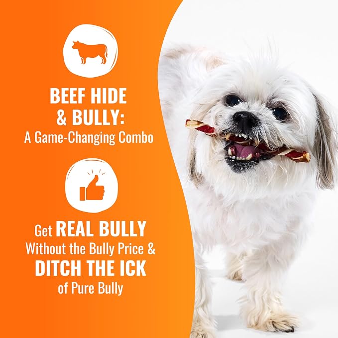 GOOD 'N' FUN Triple Flavor Twists with Bully Chews, High-Protein Dog Treat for All Adult Dogs, Made with Real Chicken, Beef Hide, Pork Hide, Bully & Beef Liver Flavor, 12 Count