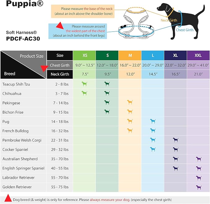 Puppia Soft Dog Harness No Choke Over-The-Head Triple Layered Breathable Mesh Adjustable Chest Belt and Quick-Release Buckle, Orange, Medium (Pack of 3)